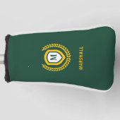 Groen en Goud Monogram Logo Crest Golfheadcover (Voorkant)