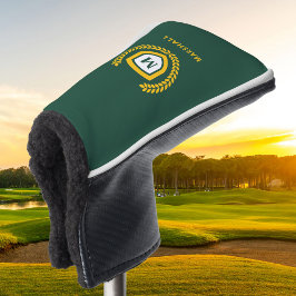 Groen en Goud Monogram Logo Crest Golfheadcover