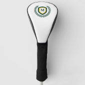 Groen en Goud Monogram Logo Wapenschild Golfheadcover (Voorkant)