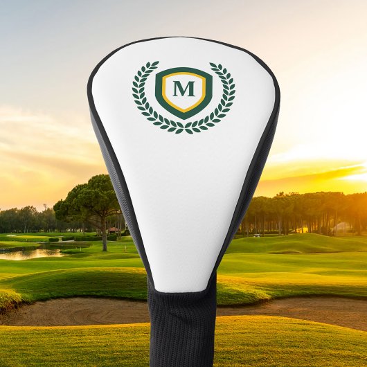 Groen en Goud Monogram Logo Wapenschild Golfheadcover
