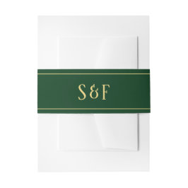 Groen en Goud Monogram Uitnodigingen Wikkel