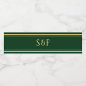 Groen en Goud Monogram Waterfles Etiket (Enkel label)