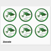 Groen en goud Mortier, diploma Afstuderen Verzendi Ronde Sticker (Vel)