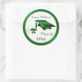 Groen en goud Mortier, diploma Afstuderen Verzendi Ronde Sticker (Tas)