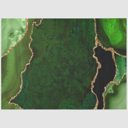 Groen en goud namaak glitters agaat tissuepapier (Voorkant)