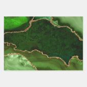 Groen en goud nep glinster agaat inpakpapier vel (Voorkant 2)