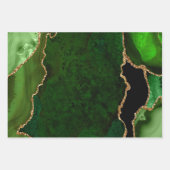 Groen en goud nep glinster agaat inpakpapier vel (Voorkant)