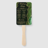Groen en Goud Nep Glitter Agate Huwelijksprogramma Handwaaier (Achterkant)