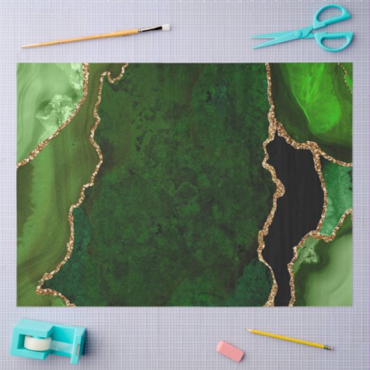 Groen en goud nep glitters agaat tissuepapier (Craft)