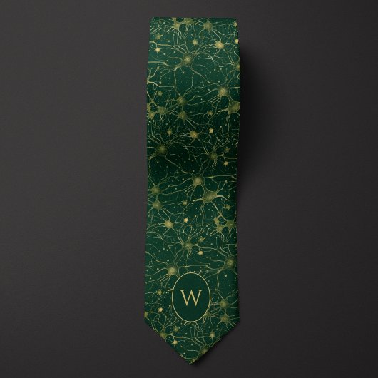 Groen en Goud Neural Network Pattern Stropdas