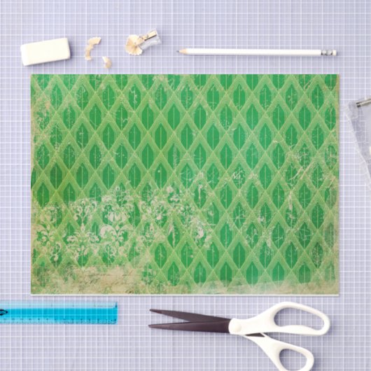 Groen en Goud Noodlijdende Art Deco Tissuepapier (Craft)