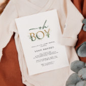 Groen en Goud Oh Boy Baby shower Uitnodiging