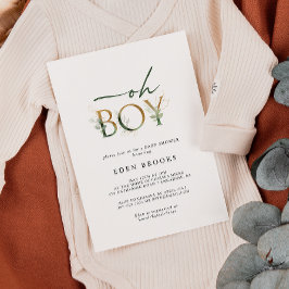 Groen en Goud Oh Boy Baby shower Uitnodiging