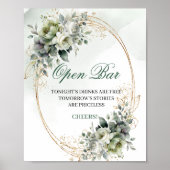 Groen en Goud Open Bar Tafelkaart Boho Poster (Voorkant)