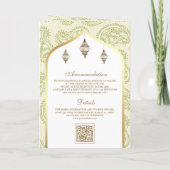 Groen en Goud Paisley QR Code Moslim Bruiloft (Achterkant)