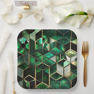 Groen en goud papieren bordje