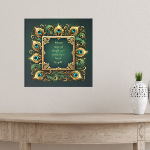 Groen en Goud Pauw Kader Bijbelverzen Poster