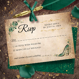 Groen en Goud Prinses Elegant Bruiloft RSVP Kaartje