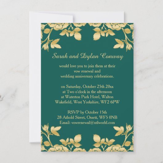 Groen en goud rozen Woedende Wowal Vernieuwing Gro Kaart (Achterkant)