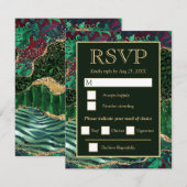 Groen en goud Safari Dierlijk Glitter Agate Weddin RSVP Kaartje (Voorkant / Achterkant)