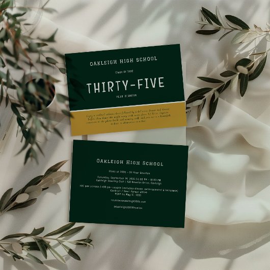 Groen en goud | School Reunion Alumni Party Kaart