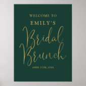 Groen en Goud Script Bruids Brunch Welkomstbord Poster (Voorkant)