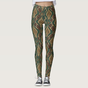 Groen en Goud Slangenhuid Patroon - Dierenprint Leggings