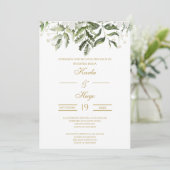 Groen en Goud Spaanse Bruiloft Uitnodiging (Staand voorkant)
