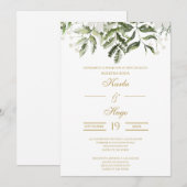 Groen en Goud Spaanse Bruiloft Uitnodiging (Voorkant / Achterkant)