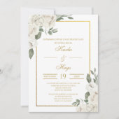 Groen en Goud Spaanse Bruiloft Uitnodiging (Voorkant)