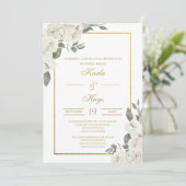 Groen en Goud Spaanse Bruiloft Uitnodiging (Staand voorkant)