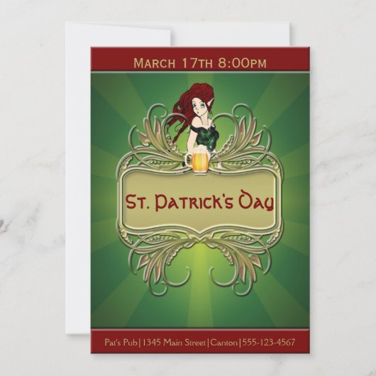 Groen en Goud St. Patrick Party Uitnodiging (Voorkant)