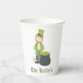 Groen en Goud St. Patrick's Day Custom Papieren Bekers (Achterkant)