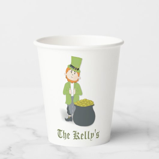 Groen en Goud St. Patrick's Day Custom Papieren Bekers (Voorkant)
