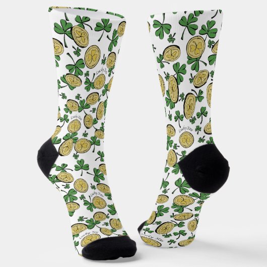 Groen en goud St Patrick's Lucky You Shamrock Sokken (Gebogen)