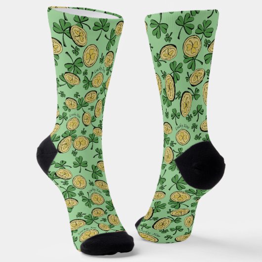 Groen en goud St Patrick's Lucky You Shamrock Sokken (Gebogen)