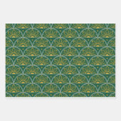 Groen en Goud Sunburst Art Deco Giftwrap Inpakpapier Vel (Voorkant 2)