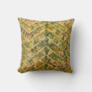 Groen en goud tie-dye chevronpatroon kussen