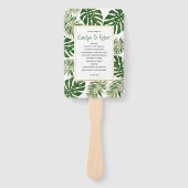 Groen en goud tropische bladeren bruiloft programm handwaaier (Voorkant)
