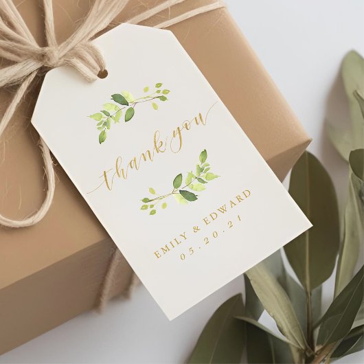 Groen en Goud Trouw Bedankt Cadeaulabel