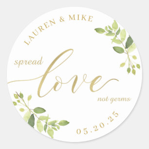 Groen en Goud Trouw Handdesinfecterend Favor Ronde Sticker