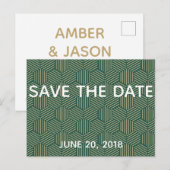 Groen en Goud Trouwen Save The Date Aankondigingskaart (Voorkant / Achterkant)