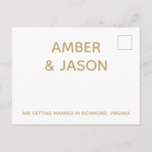 Groen en Goud Trouwen Save The Date Aankondigingskaart (Achterkant)