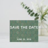 Groen en Goud Trouwen Save The Date Aankondigingskaart (Staand voorkant)
