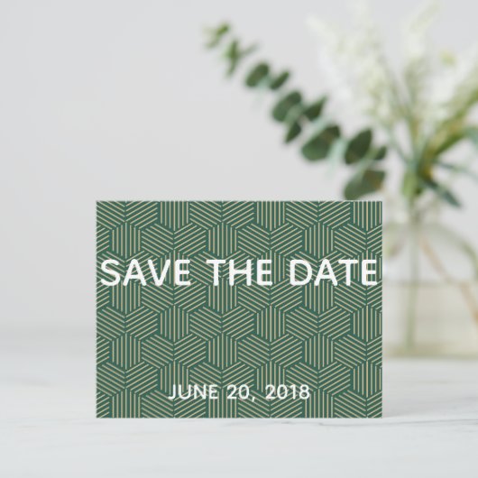 Groen en Goud Trouwen Save The Date Aankondigingskaart (Staand voorkant)