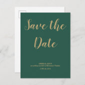 Groen en Goud Trouwen Save The Date Aankondigingskaart (Voorkant / Achterkant)