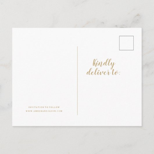 Groen en Goud Trouwen Save The Date Aankondigingskaart (Achterkant)