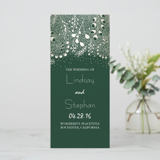 Groen en goud Tuin Bloemen Trouwprogramma's Programmakaart (Staand voorkant)