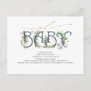 Groen en Goud Typografie Modern Baby shower Uitnodiging Briefkaart
