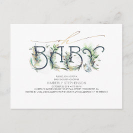 Groen en Goud Typografie Modern Baby shower Uitnodiging Briefkaart